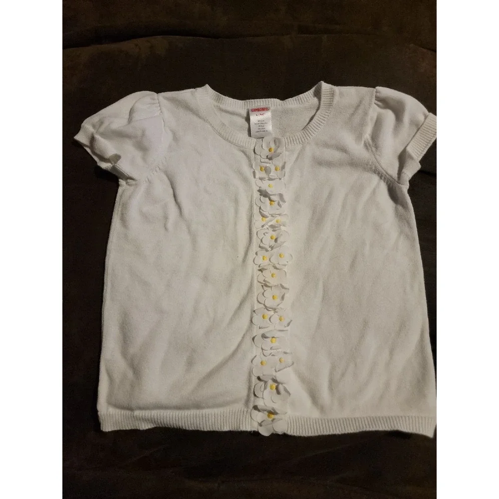 Gymboree pop of daisies white sweater size small 5 6